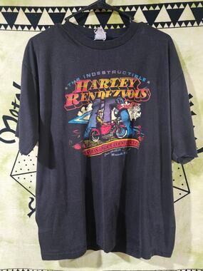 Rare Vintage 1988 Harley Davidson Rendezvous Indian Lookout Club Tee XL